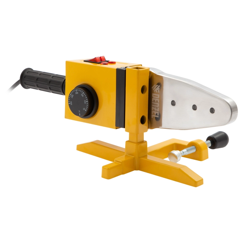 Аппарат для сварки пластиковых труб DWP-1500, 1500 Вт, 260-300 град, комплект насадок, 20-63 мм Denzel (94205)