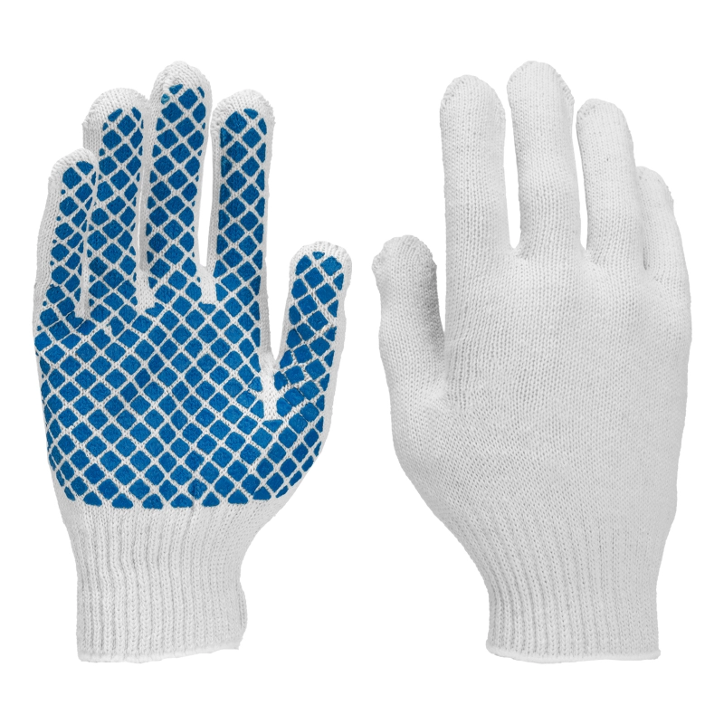 Перчатки х/б, ПВХ покрытие, "Шахматный облив", 5 пар в упаковке, 10 класс (67812)