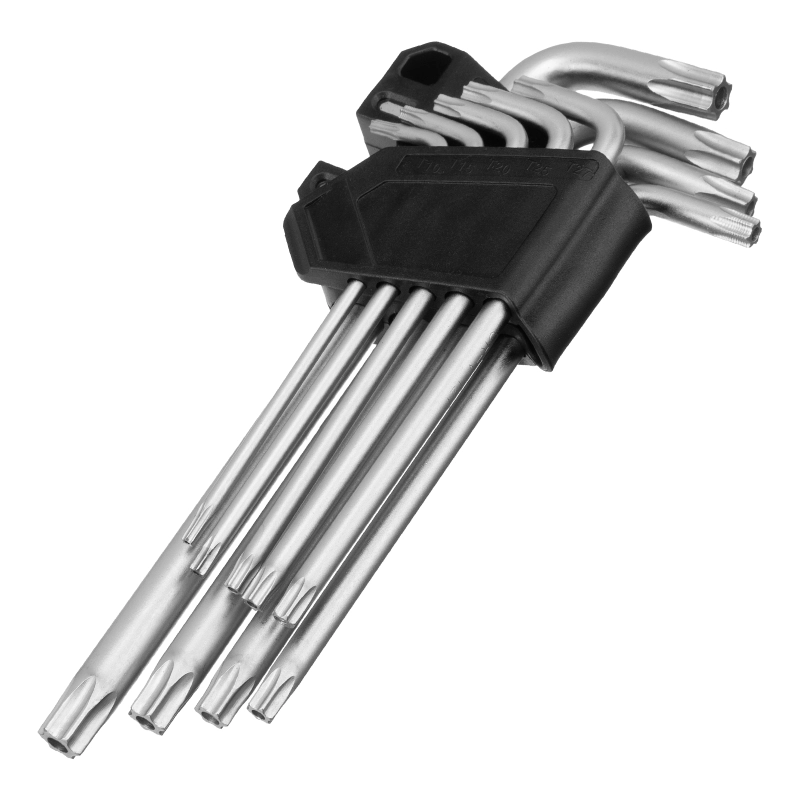Набор ключей имбусовых Torx-Tempered, TT10-50, CrV, 9 шт., удлиненные Сибртех (123717)