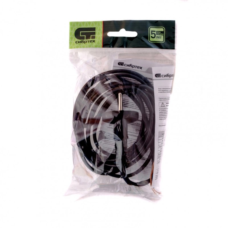 Шнур электрический соединительный, для настольной лампы, 2.2 м, 120 Вт, черный, тип V-1 Сибртех (96016)