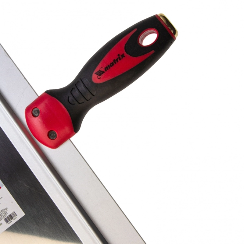 Шпатель фасадный из нержавеющей стали, 350 мм, двухкомпонентная ручка, широкое полотно Matrix (85539)