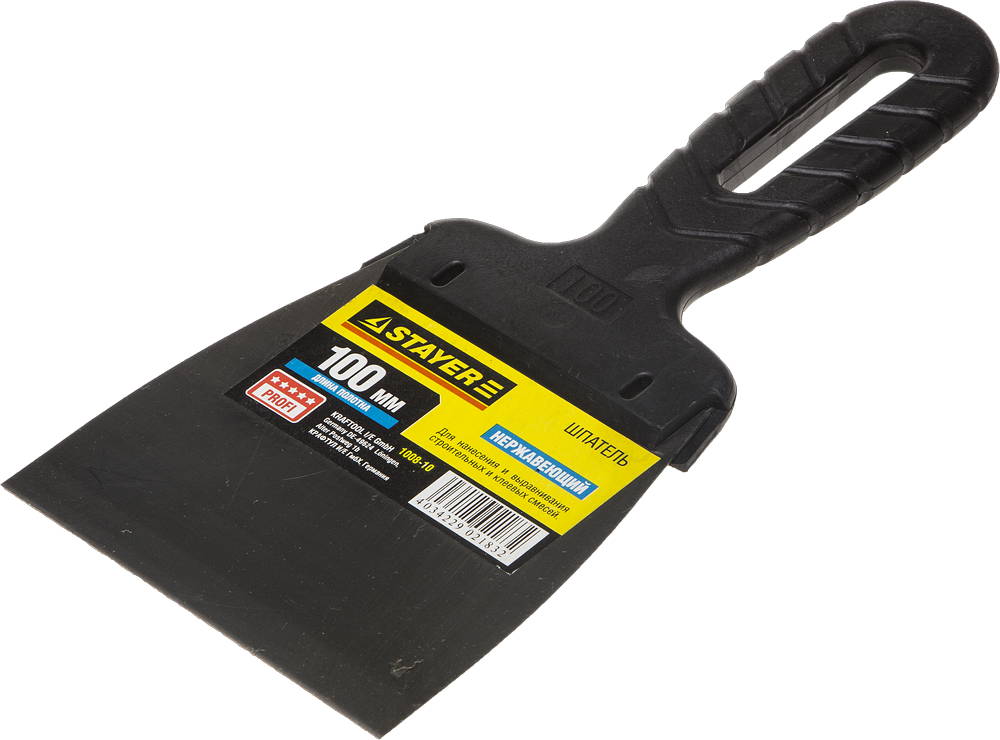 STAYER PROFlat, 100 мм, пластиковая ручка, нержавеющий шпатель, Professional (1008-10)