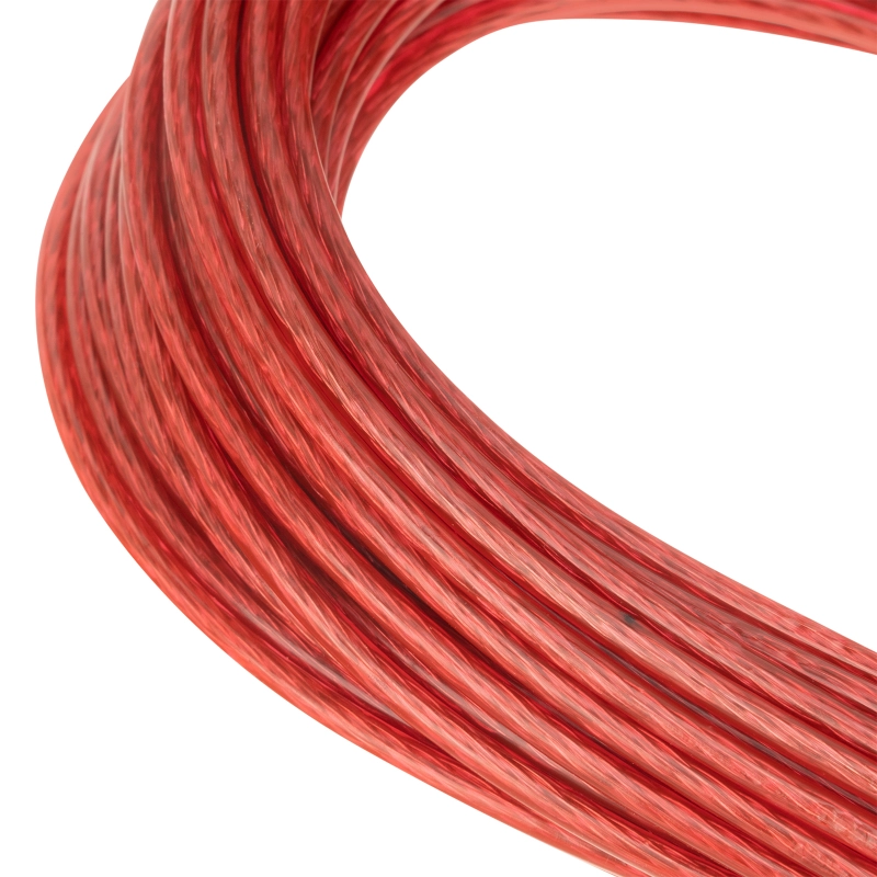 Трос металлополимерный красный ПР-3.0, толщина 3.0 мм, моток 20 метров Сибртех (47644)