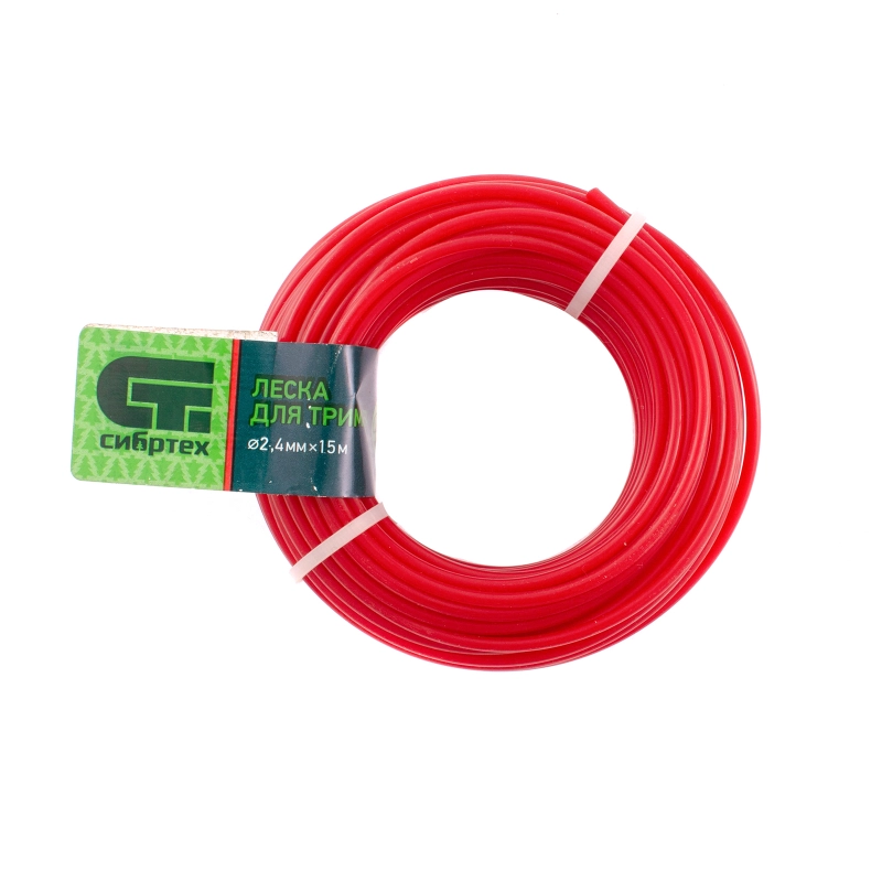 Леска для триммера круглая, 2.4 мм х 15 м, Сибртех (961475)