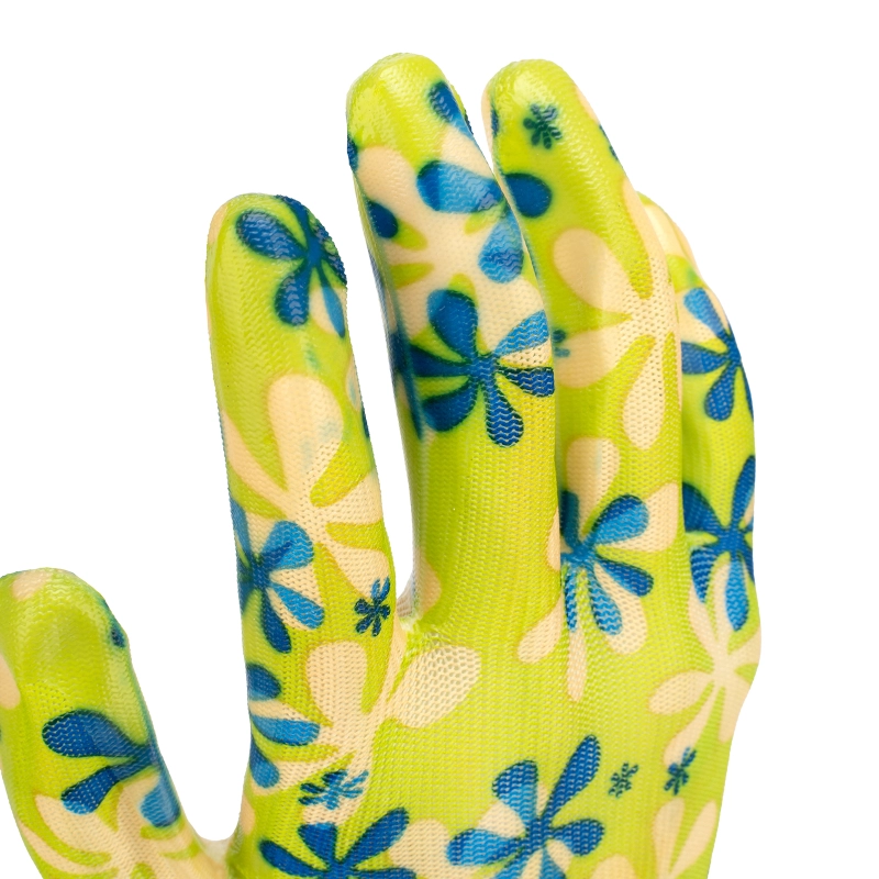 Перчатки садовые из полиэстера с нитрильным обливом, зеленые, S Palisad (67741)