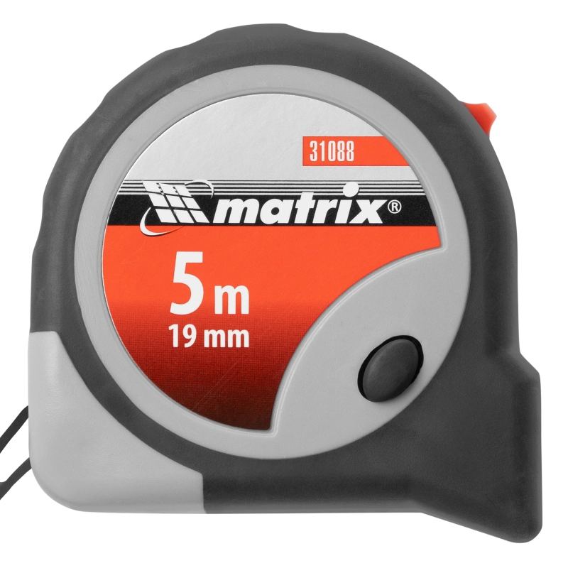 Рулетка Continuous fixation,5 м х 19 мм,двухкомпонентный корпус,плавная фиксация Matrix (31088)