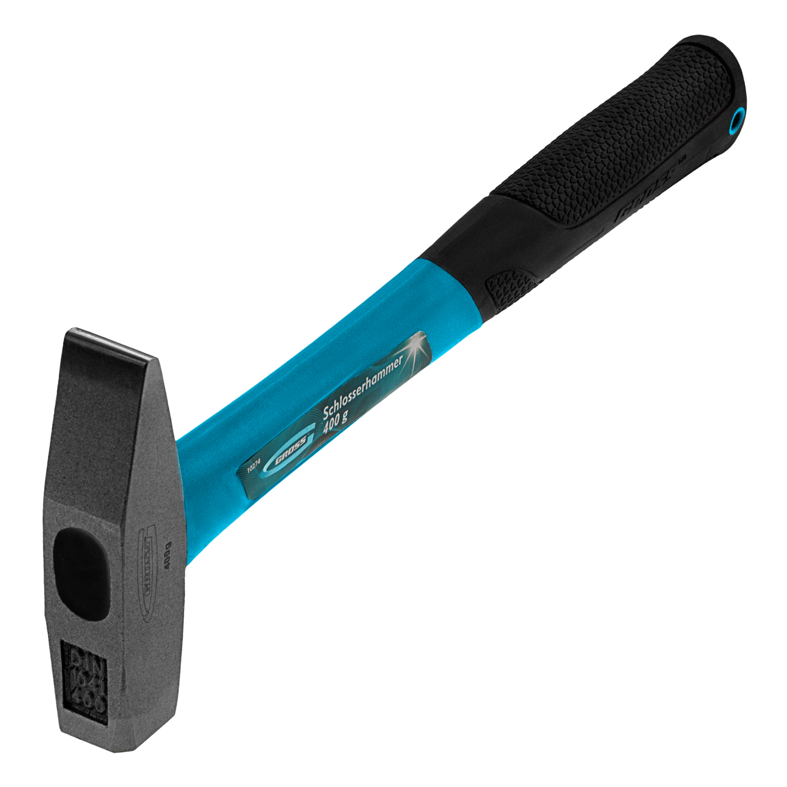 Молоток слесарный, 400 г, квадратный боек, фибергласовая обрезиненная рукоятка Gross (10274)