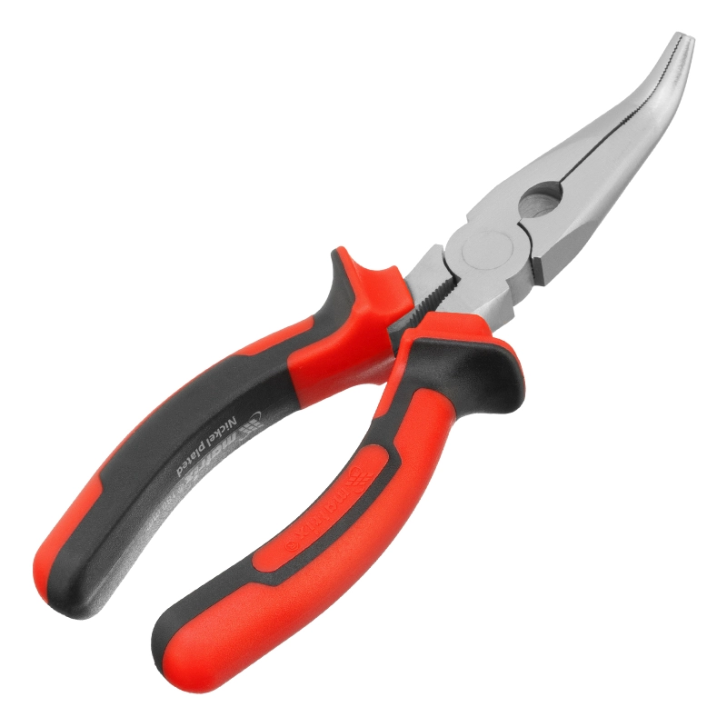 Длинногубцы изогнутые Nickel, 180 мм, никелированные, двухкомпонентные рукоятки Matrix (17422)