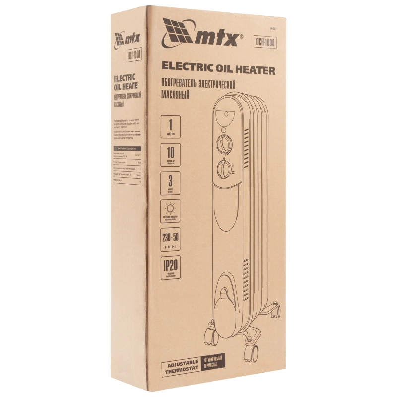 Масляный обогреватель MTX OCH-1000, 230 В, 1000 Вт MTX (98301)