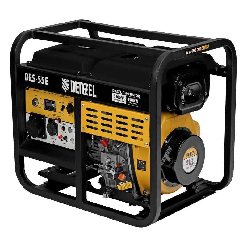 Генератор дизельный DES-55E, 5,5 кВт, 230 В, 11 л, электростартер Denzel (94414)