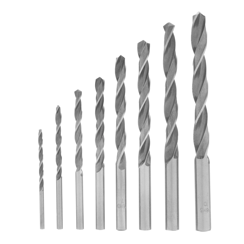 Набор сверл по металлу, 3-10 мм, 8 шт, Р6М5, пластиковый кейс, Сибртех (72349)