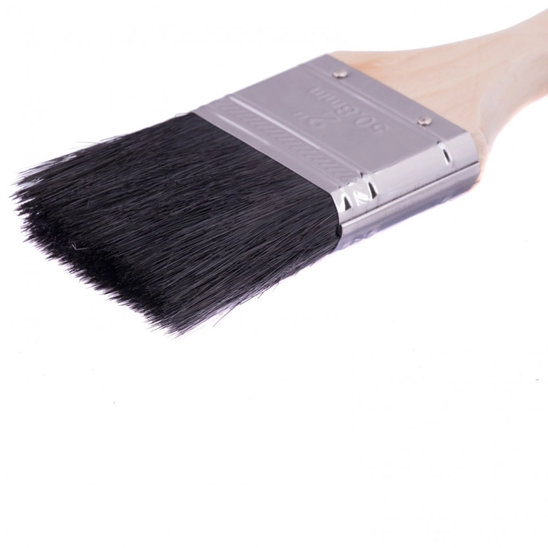 Кисть плоская, натуральная черная щетина, деревянная ручка 2" MTX (82631)