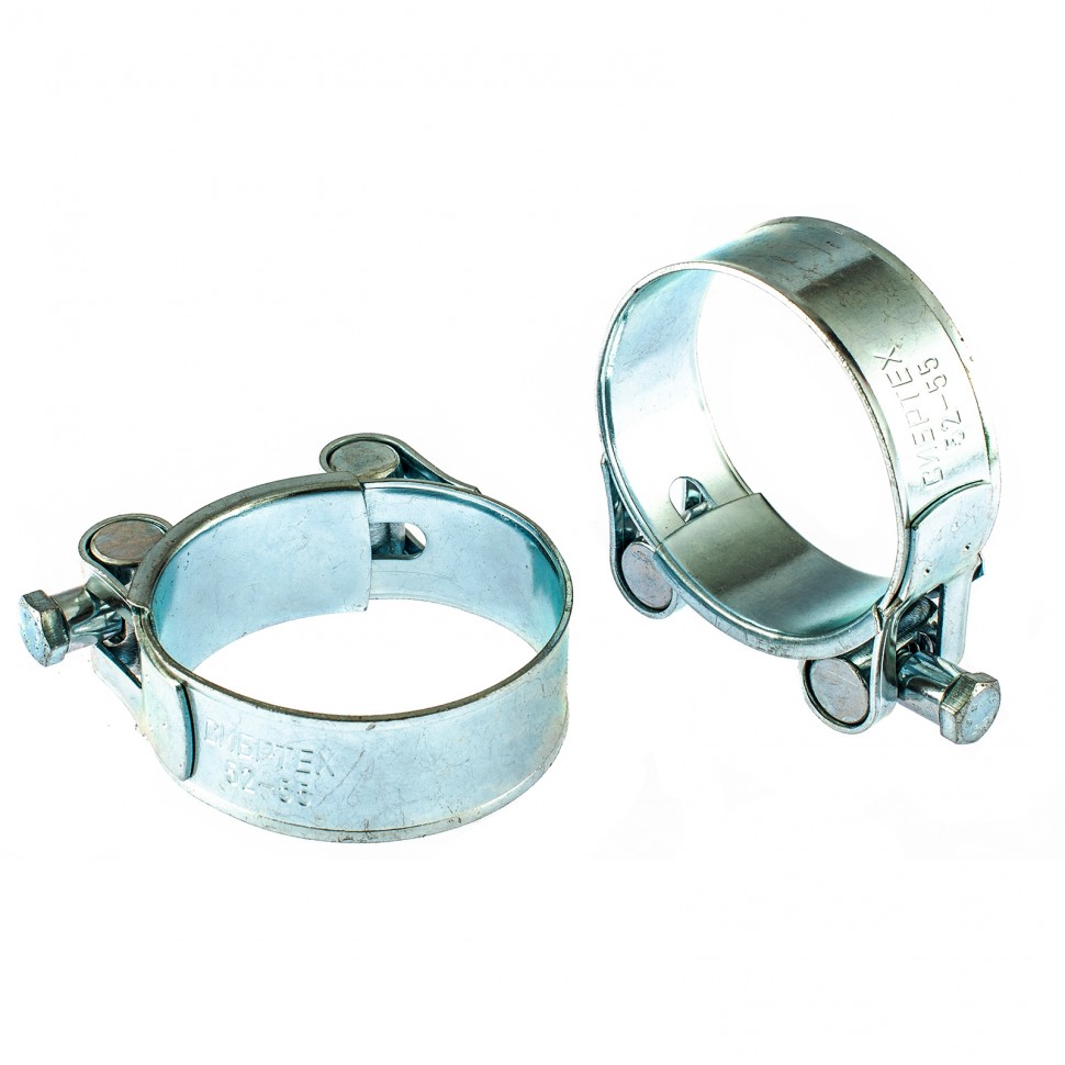 Хомуты металлические, силовые 52-55 мм, ширина 22 мм, шарнирный, W1, 2 шт Сибртех (47541)