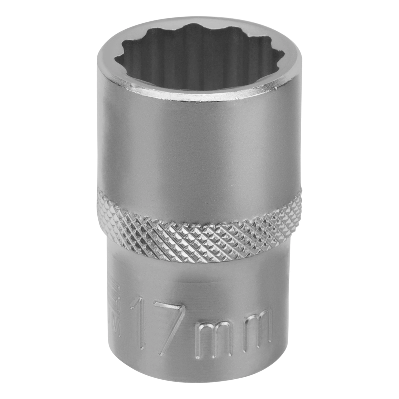 Головка торцевая, 17 мм, двенадцатигранная, CrV, под квадрат 1/2, хромированная Stels (13662)