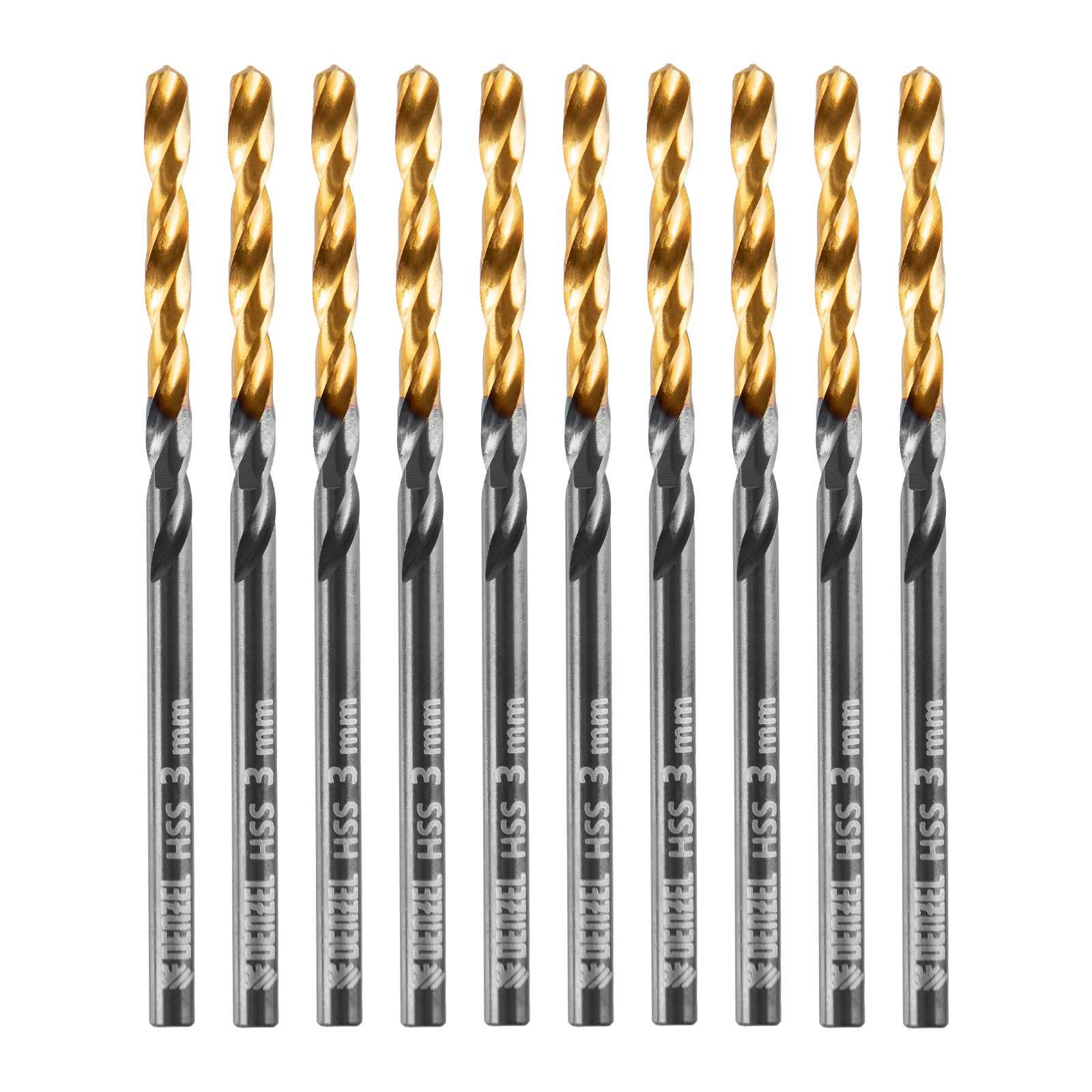 Сверло по металлу, 3 мм, HSS-Tin, Golden Tip, 10 шт. Denzel (717205)