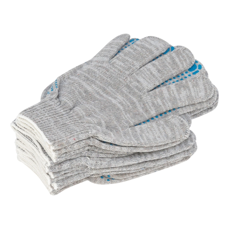 Перчатки трикотажные, с ПВХ точкой, 5 пар в упаковке, 10 класс (678145)