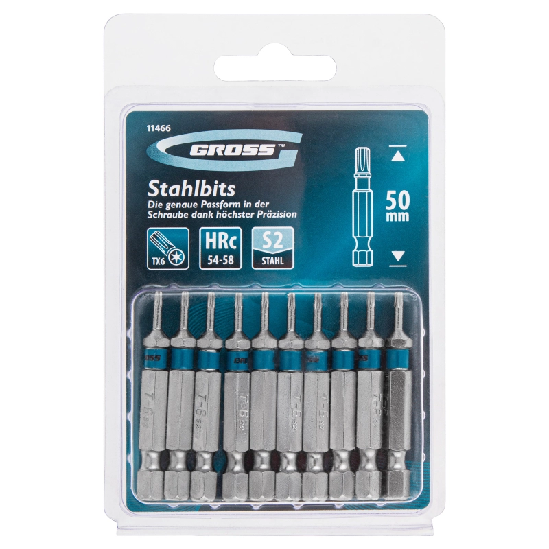 Бита Torx 6 х 50, сталь S2, 10 шт. Gross (11466)