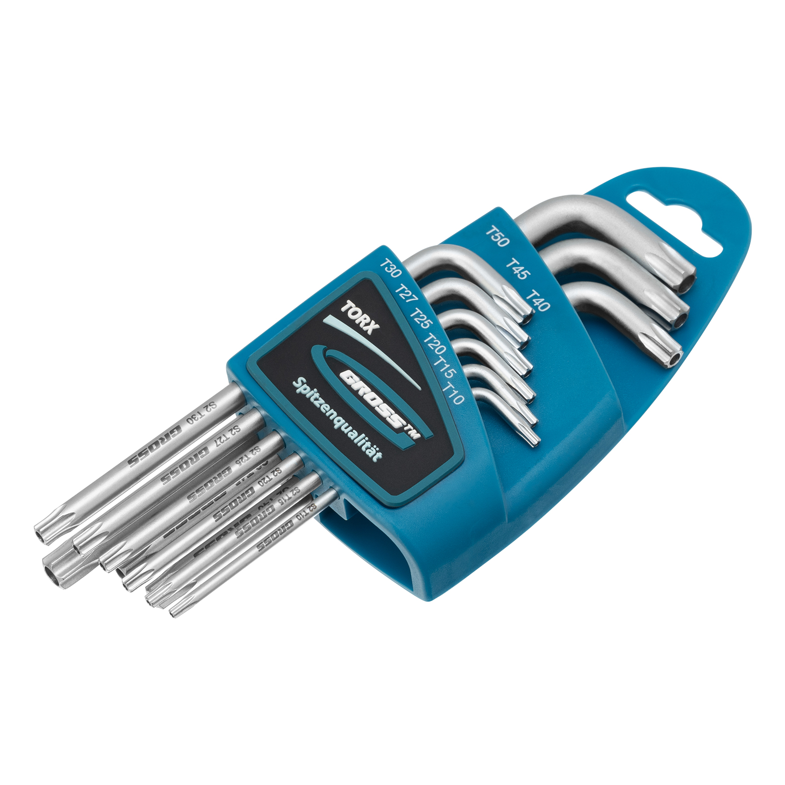 Набор ключей имбусовых Torx -TT, 9 шт: T10-T50, удлиненные, S2, сатинированные Gross (16407)