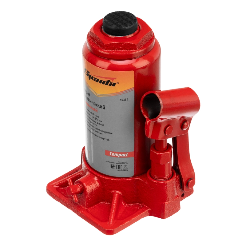 Домкрат гидравлический бутылочный 8 т, h подъема 180-350 мм Sparta Compact (50334)