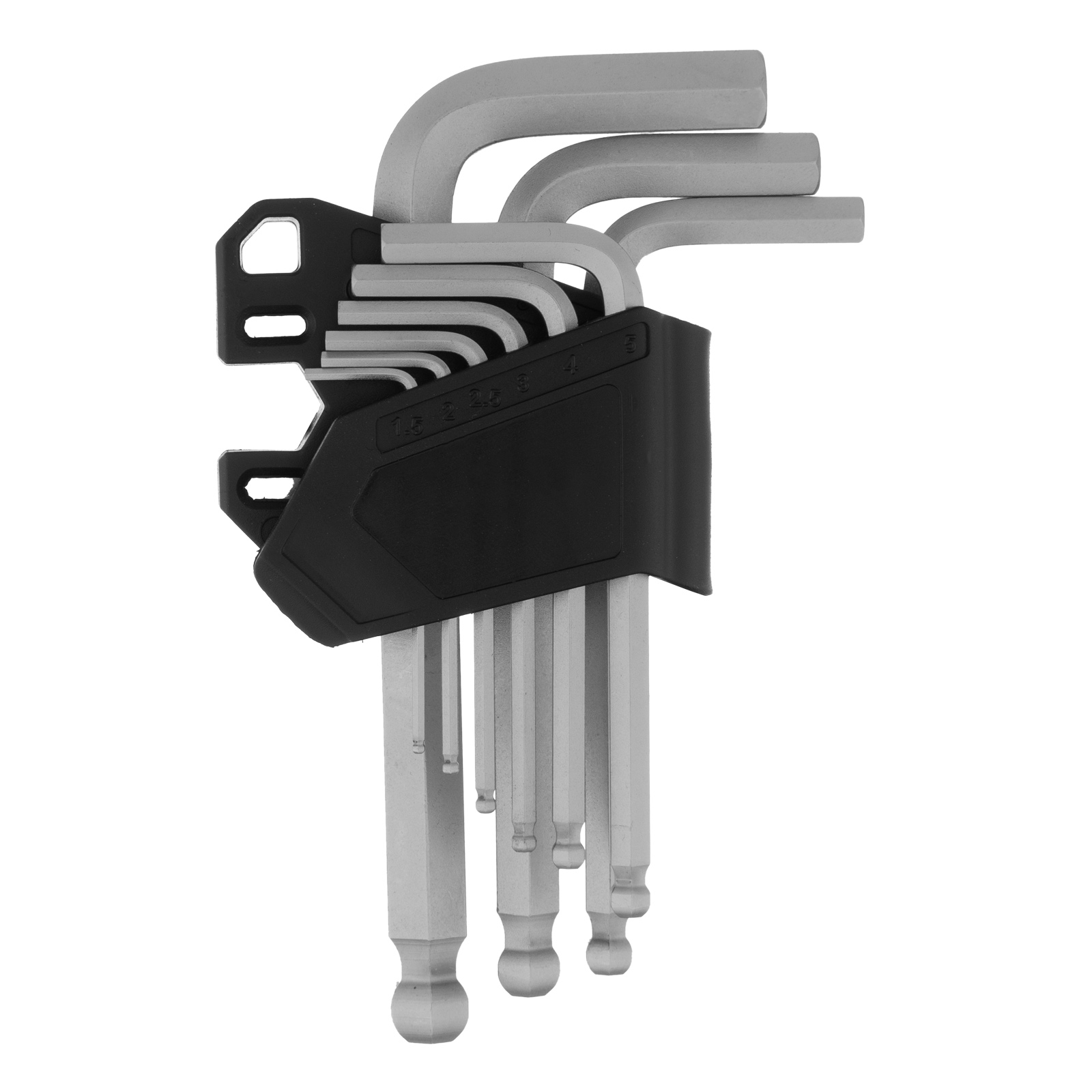 Набор ключей имбусовых, HEX, 1,5-10 мм, CrV, 9 шт., с шаром Сибртех (123627)