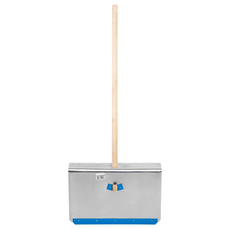 Лопата для уборки снега тротуарная, алюминиевая, 600 х 400 х 1420, деревянный черенок, Сибртех (61490)