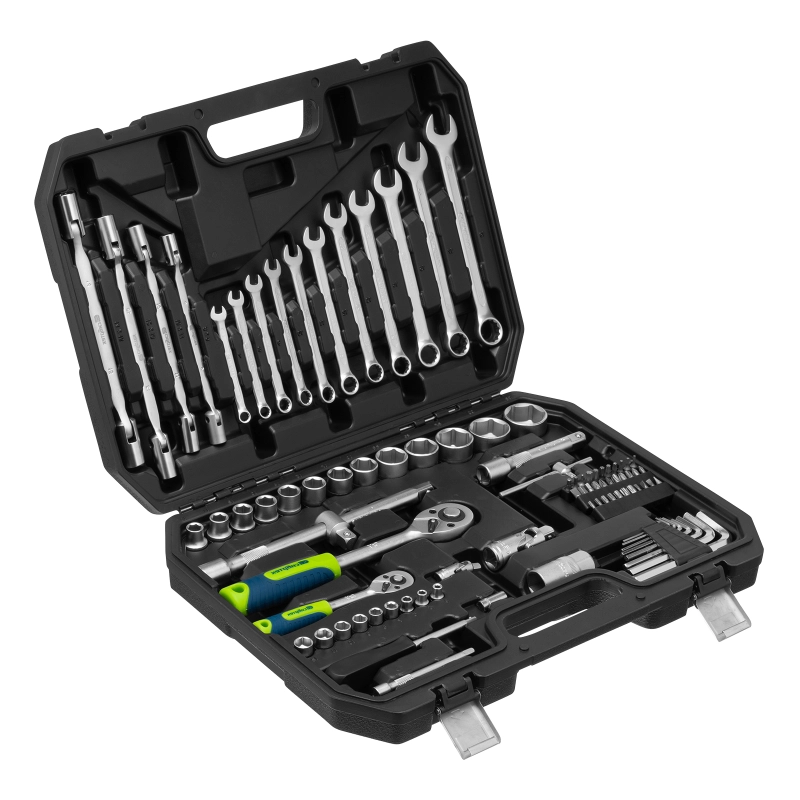 Набор инструментов, 1/2", 1/4", пластиковый кейс 89 предметов Сибртех (13396)
