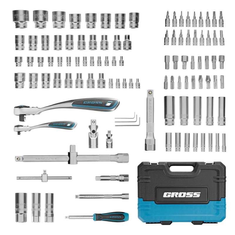 Набор инструментов, 1/4", 1/2", CrV, 120 зубьев, 109 предметов Gross (14155)