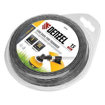 Леска для триммера двухкомпонентная, квадратная 3 мм x 15 м Extra cord Denzel (96126)