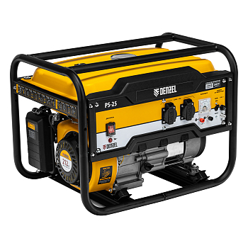 Генератор бензиновый PS 25, 2.5 кВт, 230 В, 15 л, ручной стартер Denzel (946814)