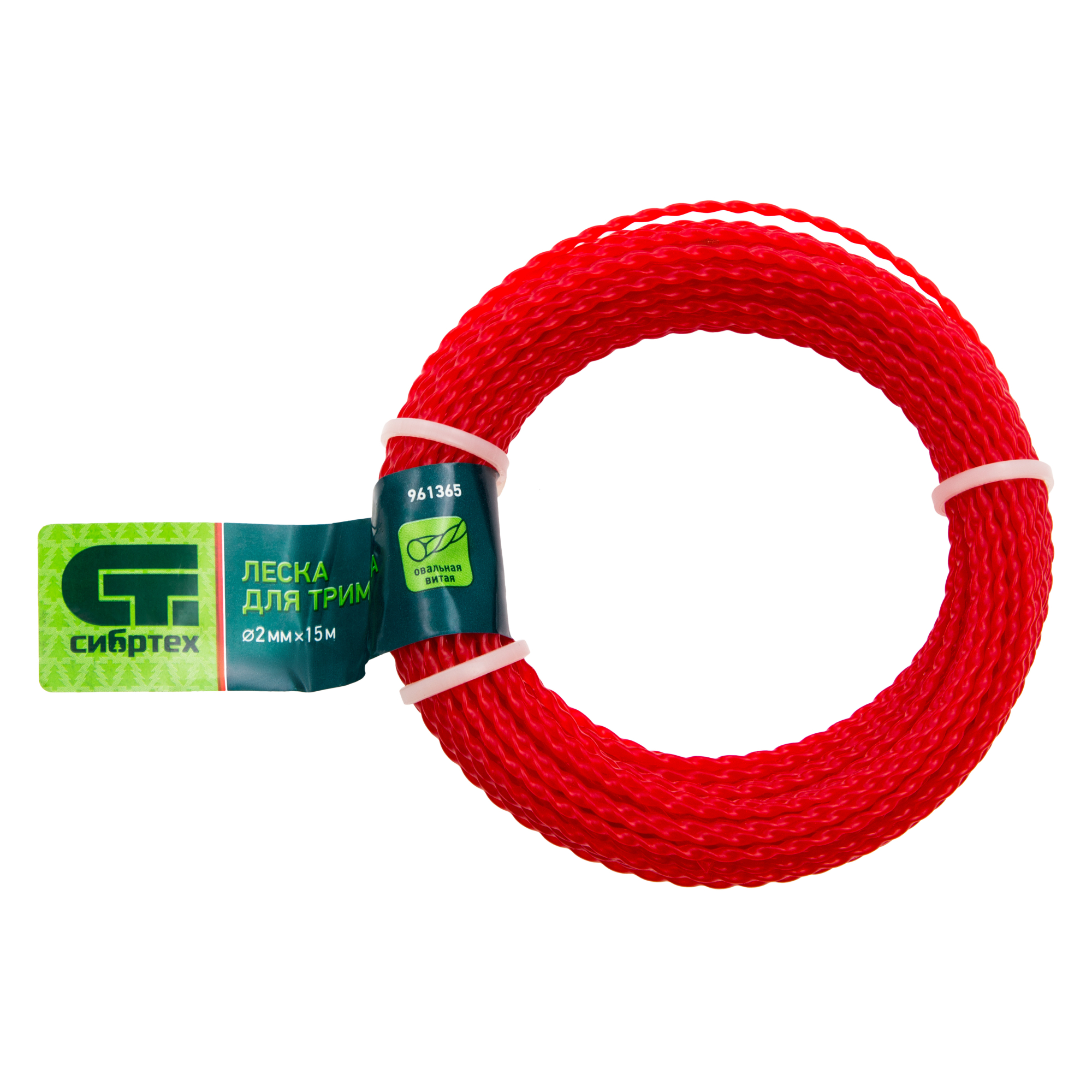 Леска для триммера овальная витая, 2.0 мм х 15 м, Сибртех (961365)