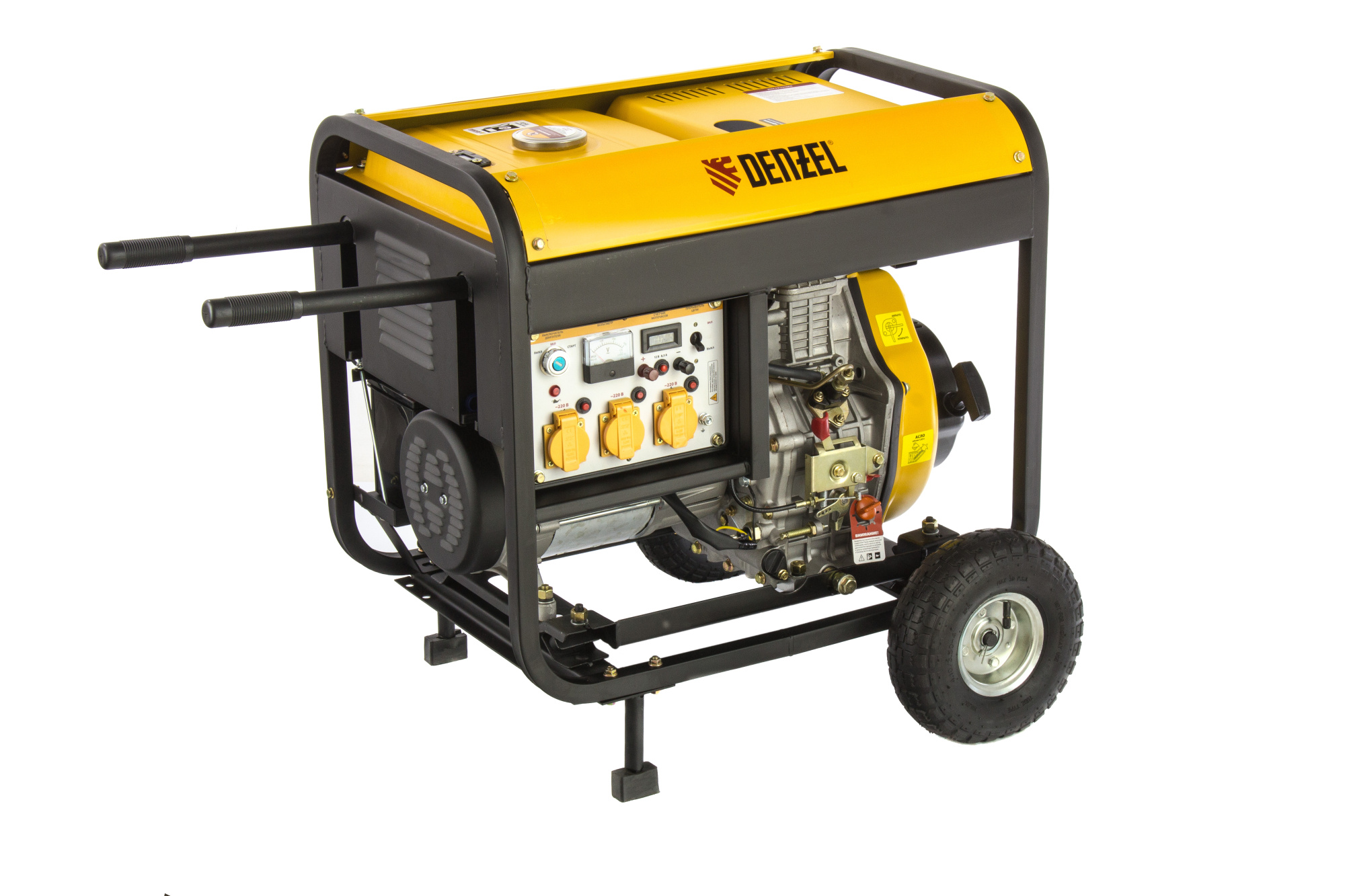 Генератор дизельный DD6300Е, 5.0 кВт, 220 В/50 Гц, 15 л, электростартер Denzel (94657)