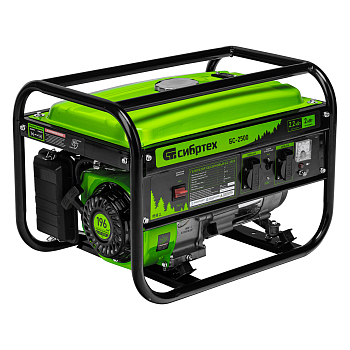 Генератор бензиновый БС-2500, 2.2 кВт, 230В, четырехтактный, 15 л, ручной стартер Сибртех (94542)