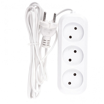 Удлинитель бытовой, без заземления, 3 м, 3 розетки, 6 A, серия УХ6 Denzel (95926)