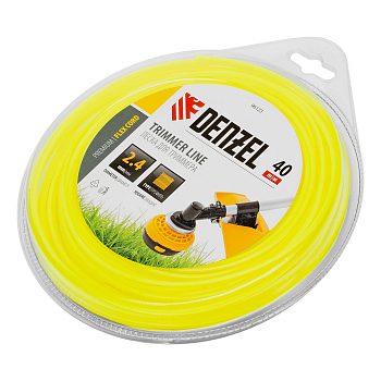 Леска для триммера, квадрат 2.4 мм х 40 м, блистер Flex cord Denzel (96123)