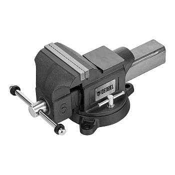 Тиски слесарные BVH-150, 150 мм, поворотные, стальная направляющая, с наковальней //Denzel (18685)