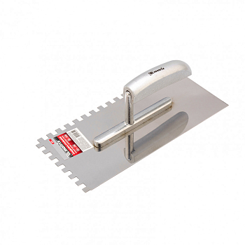 Гладилка из нержавеющей стали, 280 x 130 мм, деревянная ручка, зуб 8 x 8 мм Matrix (86739)